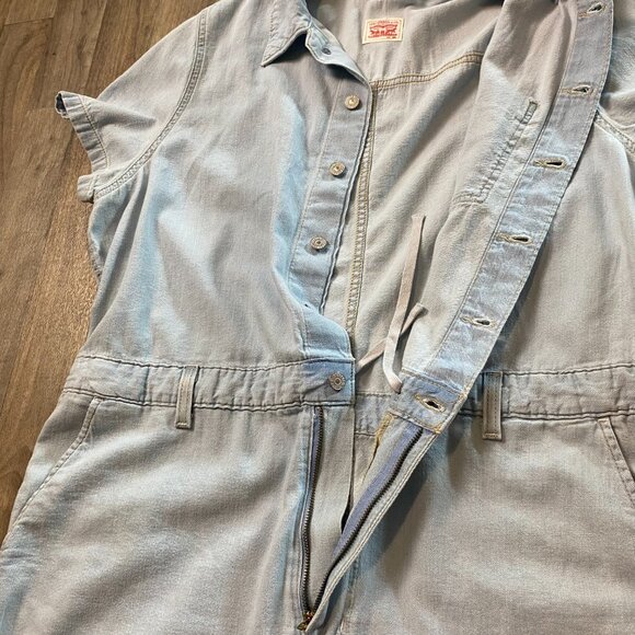 Levi's Short Sleeve Denim Romper Women's XXL Lightwash - Picture 6 of 11